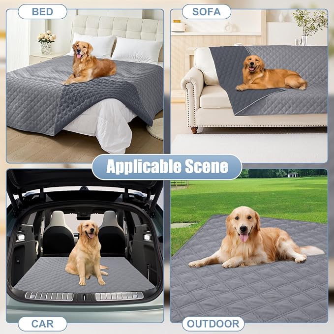 Smiry Waterproof Reversible Pet Couch Covers for Dogs | Pet Friendly, Soft Fabric, Washable Sofa Furniture Protector for Dogs Cat Kids, Checkered (52"x82", Grey/Dark Grey) - Image 7