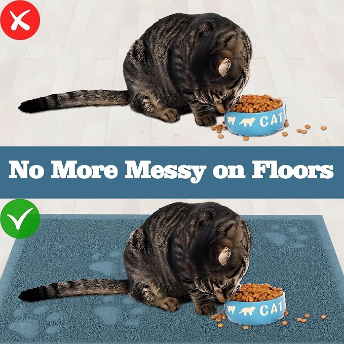 Darkyazi Cat Litter Box Mat for Floor Litter Trapping Mat Non-Slip Backing, Scatter Control, Easy Clean, Water Resistant, Soft on Paws (15.75" x 11.75",Silver Blue) - Image 5