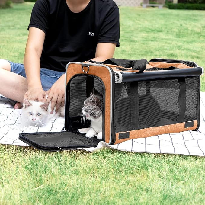 GAPZER Dog Carry Bag Puppy, Pet Soft-Shell Portable Kennel Crate 0-15 lbs | Privacy Protection Big Kitten Car Travel Cloth Carry Bag up to 20 lbs, Small Animal Portable Mesh Kennel Cage for Vet Visits - Image 6