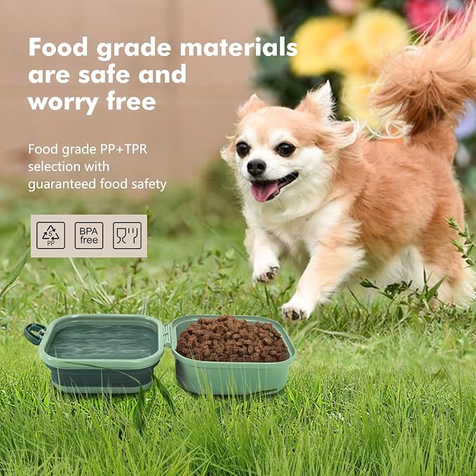 Collapsible Dog Bowls, Travel Food and Water Double Bowl for Cats & Dogs, 2-in-1 Portable BPA-Free Feeding Solution, Perfect for Traveling, Camping & Walking (S/ 60oz) - Image 6
