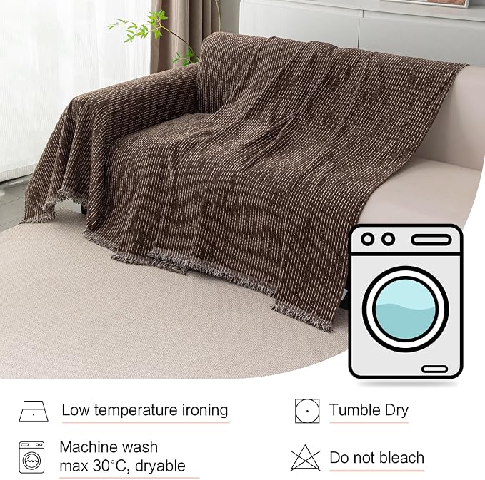 MYSKY HOME Couch Covers for 2 Cushion Couch Sofa, Chenille L Shape Sectional Couch Cover - Pet-Friendly, Machine Washable, Non-Slip Sofa Protector for Dogs, Kids, 71"x118", Deep Chocolate - Image 6