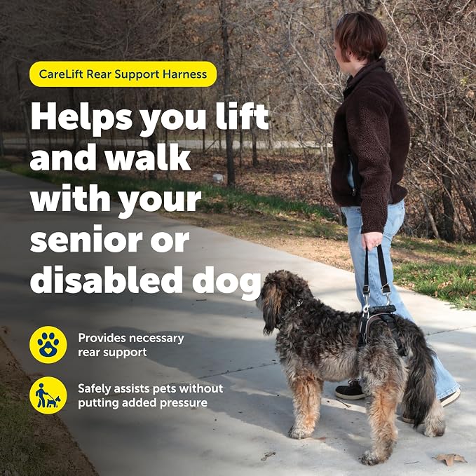 PetSafe CareLift Rear Support Harness - Lifting Aid with Handle and Shoulder Strap - Fits Waist Measuring 19-31 inches, Dog Weight 35lb-70lb, Medium, Black | Dog Lifting Aid with Handle & Shoulder Strap, Adjustable, Padded, Machine Washable, Helps Redu... - Image 2