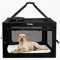 Collapsible Dog Crate, Portable Soft Dog Crate with Fleece Bed for Medium Dog, Folding Travel Carrier Kennel with 3-Door Mesh Windows for Indoor &Outdoor by IMSEIGO