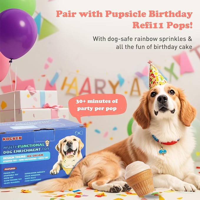 Interactive Dog Toys for Boredom-Multi-Functional Design-Birthday Gifts for Dogs-Frozen Treats-Medium/Large Dog Toys-Party Ice Cream - Image 2