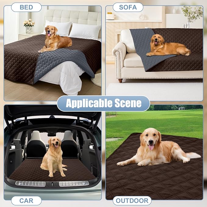 Smiry Waterproof Reversible Pet Couch Covers for Dogs | Pet Friendly, Soft Fabric, Washable Sofa Furniture Protector for Dogs Cat Kids, Checkered (30"x53", Chocolate/Dark Grey) - Image 7
