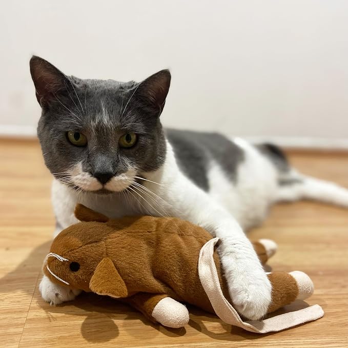 SPOT Super Mouse Sam with Catnip - Lifelike Cat Toy, Fuzzy Mice with Catnip and Crinkle Sound, Extra Large Size for Cuddling, Kicking, Chasing, Playing - 11in Plush Toys, Assorted Colors - Image 9
