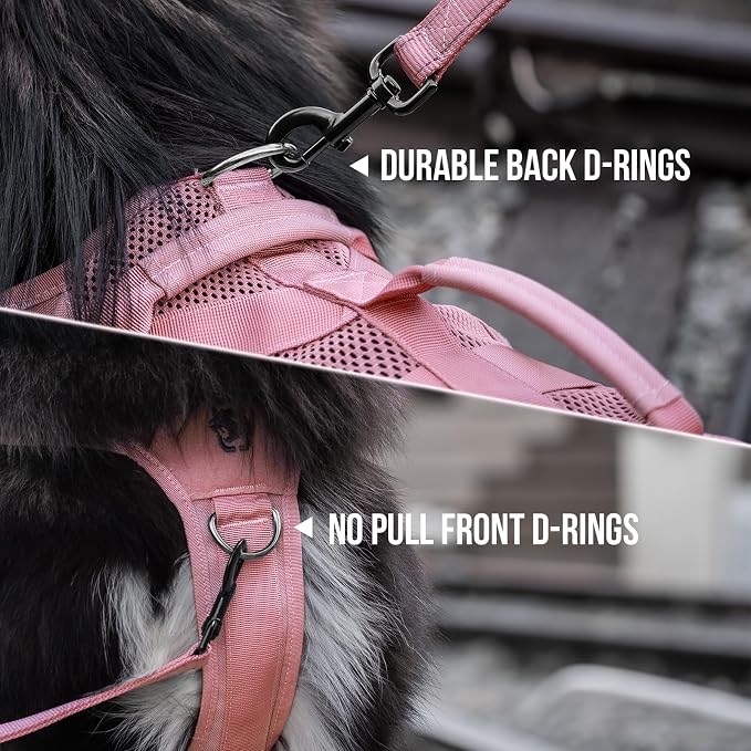 OneTigris Tactical Dog Harness for Small Dog, No Pull Small Dog Vest Harness with Handles Breathable Military Dogs Molle Vests for Walking Hiking Training (Pink, Medium) - Image 5