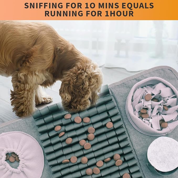 Snuffle mat for Dogs Iteractive Dog Puzzle Toy Used for Training Stress Relief This sniffing mat effectively slows your dog's eating pace. Suitable for indoor and outdoor use. Gray (26 x 17 inches) - Image 8
