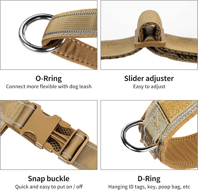 Annchwool No Pull Dog Harness with Padded Handle+5 Ft Leash,Reflective Strip Escape Proof and Quick Fit to Adjust Dog Harness,Easy for Training Walking for Small & Medium and Large Dogs(Brown-Set,M) - Image 3