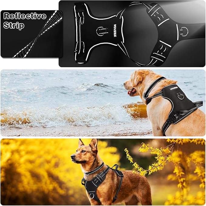 Dog/Pet Harnesses No Pull with Dog Collar, Adjustable Reflective Oxford Outdoor Vest, Front/Back Leash Clips for Small, Medium, Large, Extra Large Dogs, Easy Control Handle for Walking - Image 3