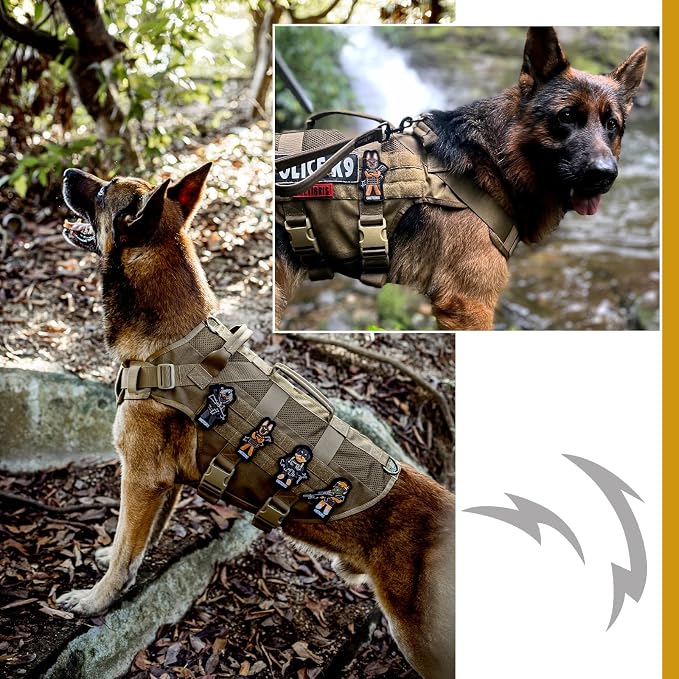 OneTigris No Pull Tactical Dog Harness for Medium Dog, Aire Mesh Dog Vest Harness, Breathable Military Molle Vests with Handles, Service Dog Vest for Walking Hiking Training (M, Brown) - Image 7