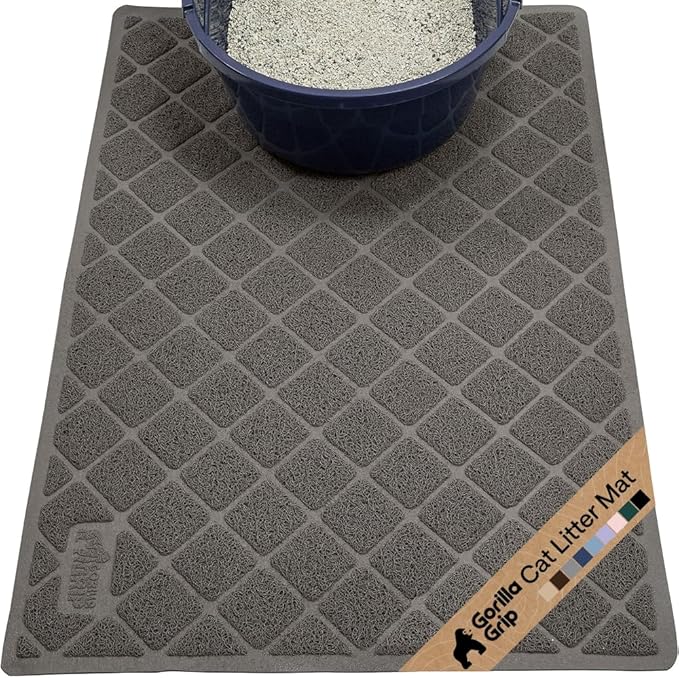 GORILLA GRIP Cat Litter Box Mat, Cushioned Coil Mesh Litter Trapping Mats, Scatter Control Supplies for Less Mess, Phthalate Free, Ultra Deep Catch Grooves, Rinse or Vacuum to Clean, 30x20 Dark Gray by Unknown
