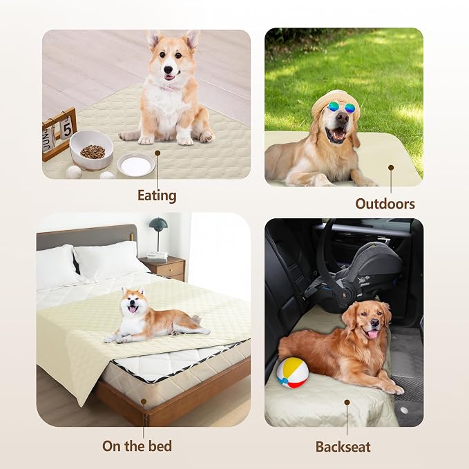 gogobunny 100% Double-Sided Waterproof Dog Bed Cover Pet Blanket Sofa Couch Furniture Protector for Puppy Large Dog Cat, Reversible (30x90 Inch (Pack of 1), Dark Cream/Light Cream) - Image 4