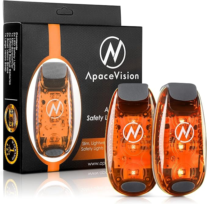 LED Safety Light (2 Pack) - Clip On Strobe/Running Lights for Runners, Dog, Bike, Walking, Boat, Kayak, Stroller and More - High Visibility Accessories for Your Reflective Gear, Bicycle by ApaceVision