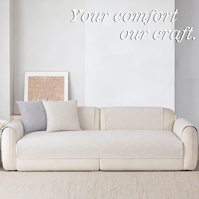 Waterproof Couch Cover for Dogs,Nonslip Sofa Cover for L Shaped Sofa,Washable Furniture Protector Pet Friendly(White,28"x28") - Image 3