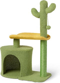 Amazon Basics Cactus Cat Tower for Indoor Cats, 4-in-1 Scratching Post with Curved Perch, Cozy Condo, Natural Sisal, Interactive Dangling Ball, 30.7 in H, Green by AmazonBasics