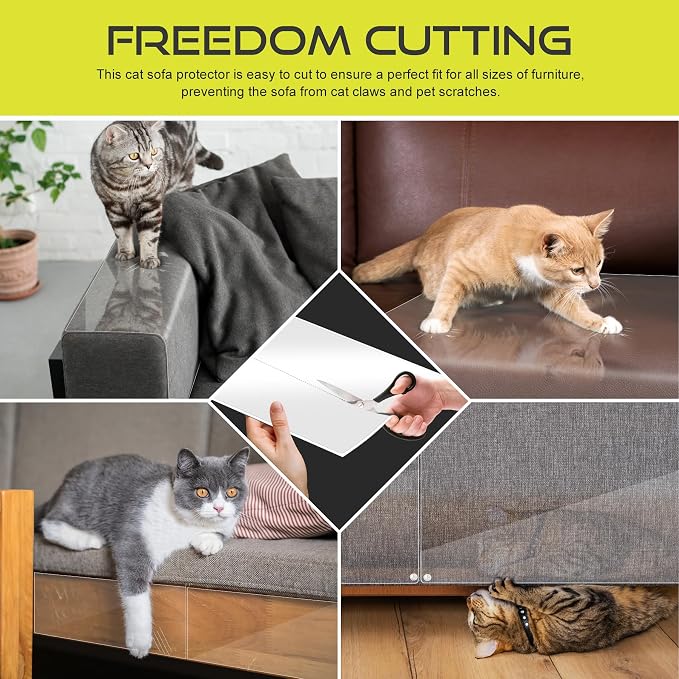 Anti Cat Scratch Furniture Protector, 10-Pack Couch Protector from Cat Claws for Sofa Corners, Walls & Doors – Heavy-Duty, Easy-to-Apply Shields with 50 Twist Pins(Clear - Image 7
