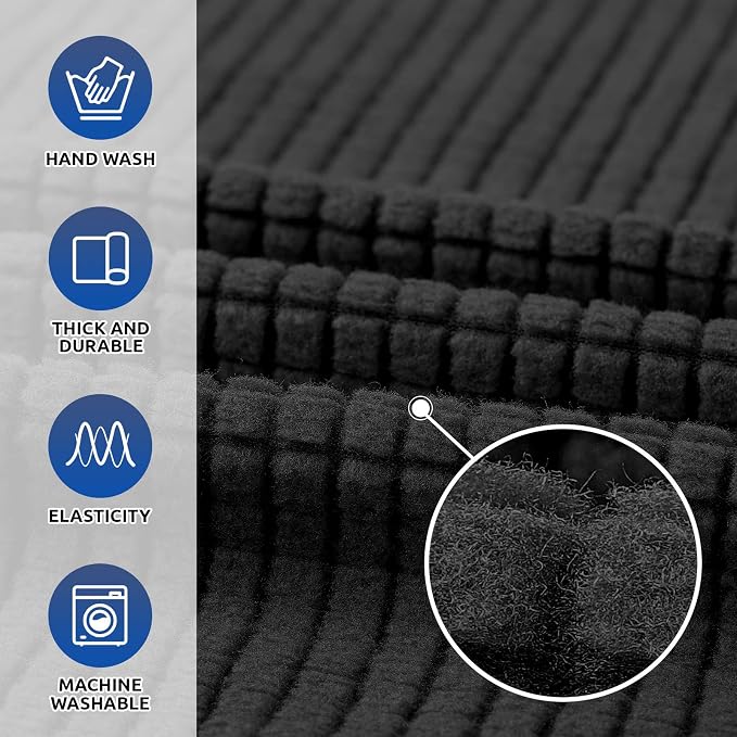 KEKUOU Stretch Chair Sofa Slipcover, Single Couch Cover,Black | 1-Piece Washable Sofa Cover,Pet Friendly (31"-55") Furniture Protector Soft Jacquard Elastic Bottom for Dogs & Kids - Image 3