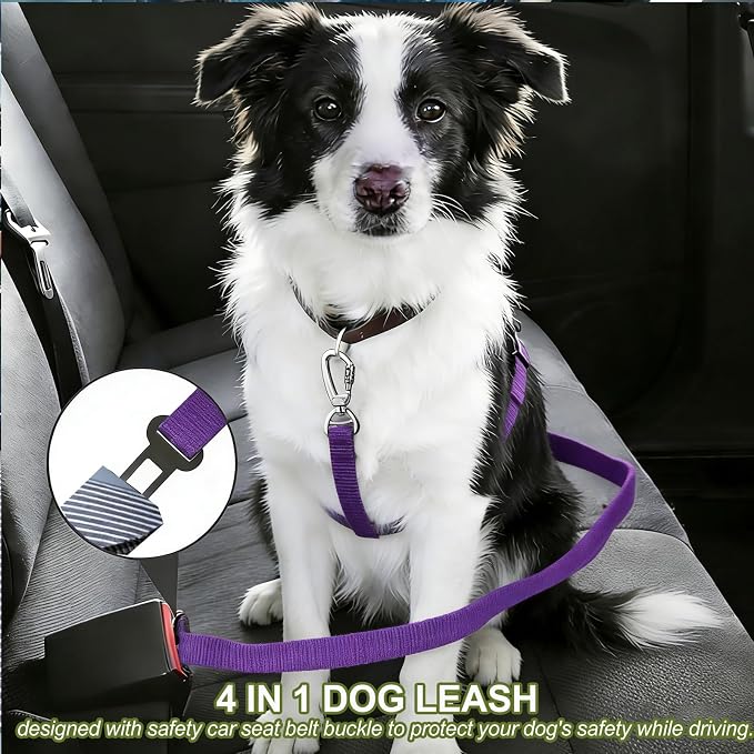 Dog Leash Heavy Duty, Reflective Bungee Leash Seat Belt for L Dogs Purple | 4-6FT Strong Shock Absorbing Tactical with 2 Padded Handles, Dog Tug Lead for Large XL Dogs Walking Running Training - Image 7