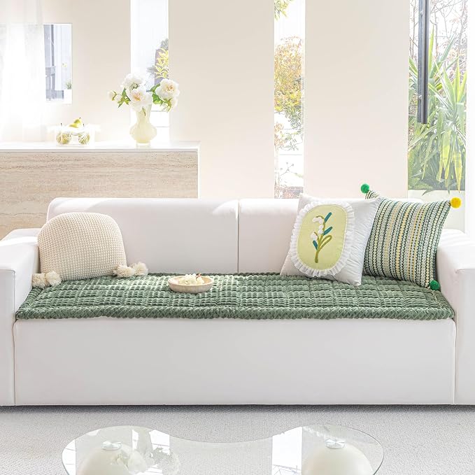 Couch Cover for Dogs Washable, Non-Slip Pet Couch Covers for Sofa, Fuzzy Dog Couch Cover Mat, Thick, Soft, Plush Couch Cushion Covers for Sofa Protector (Green, 27.6" x 59"/70 x 150cm) - Image 6