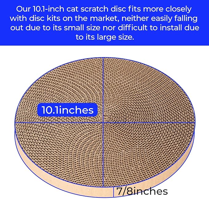 Round Cat Scratcher Refill - 10 Inch Diameter, 7/8 Inch Thickness - Cardboard Cat Scratcher Scratching Board Replacement Pads (2pcs) for Indoor Cats (Pack of 2) - Image 2