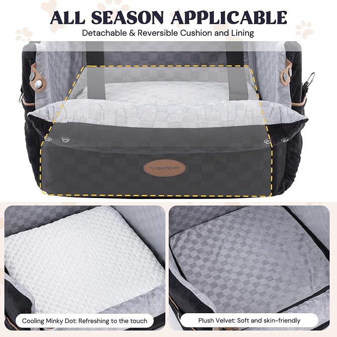 WOOCHPET Dog Car Seat for Small Pets Sturdy Puppy Booster Bed with Elevated Window View Washable Travel Carrier up to 35 Lbs - Image 5