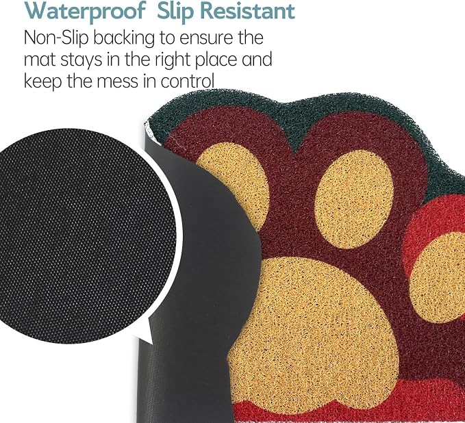 Cute Cat Litter Mat 24”x16”, Litter Box Mat, Litter Trapping Mat, Soft on Kitty Paws, Easy Clean, Anti Slip, Pet Accessories, Door Floor mats - Red Green60*40 - Image 5