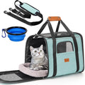 Morpilot Pet Carrier for Large Cats, Puppies & Small Dogs Up to 20lbs | Escape-Proof with Locking Zippers, Dual-Sided Cushion, Safety Buckle for Car & Vet Travel, Includes Foldable Bowl (Green) by Morpilot