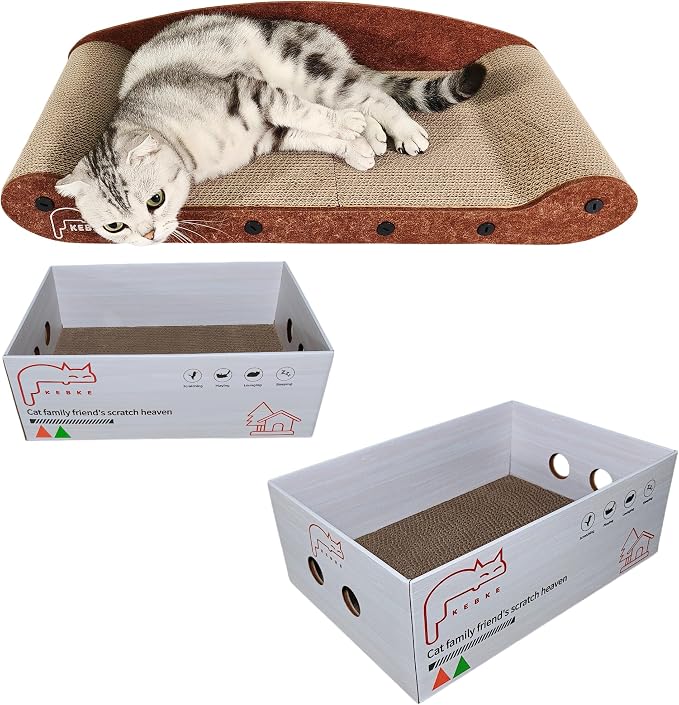 Cat Scratcher 24 Inch Cat Scratching Sofa Bed & 16" Lounge Box with Scratch Pad - Durable Cat Scratchers for Indoor Cats to Protect Your Furniture - Image 2