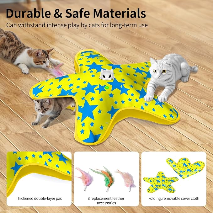 Interactive Cat Toys for Indoor Cats with Moving Concealed Feathers | Rechargeable Automatic Cat Toy, 3-Mode Touch Activated Kitten Toys, Hide and Seek Toy for Indoor Bored Adult Cats & Kittens - Image 4