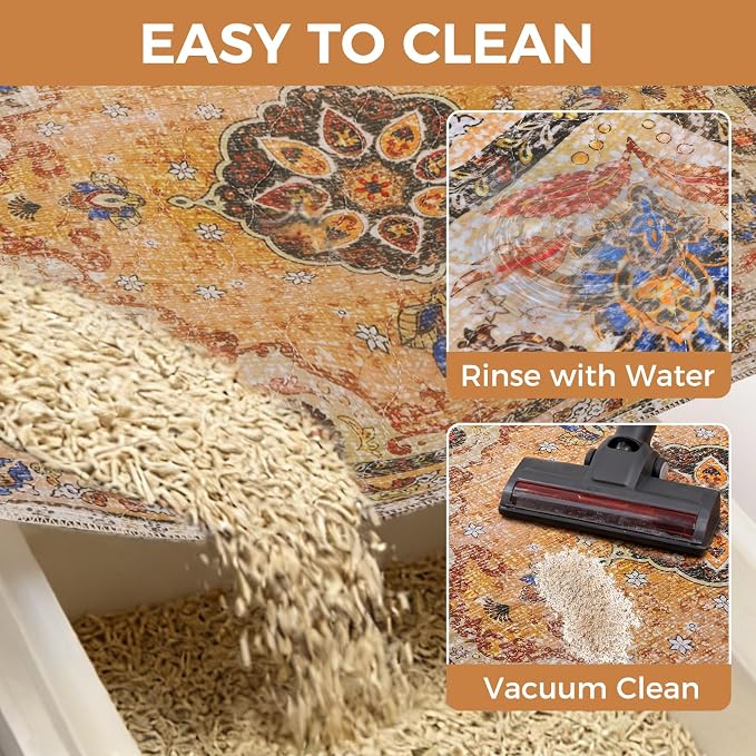 Homimp Cat Litter Mat, Litter Trapping Mat 2 Pack, Contains Mess from Box, Protects Floors,Urine Waterproof,Non-slip,Less Waste Cat Litter Box Mat,Soft on Kitty’s Paws,Washable,Absorbent,Khaki 24"X36" - Image 4