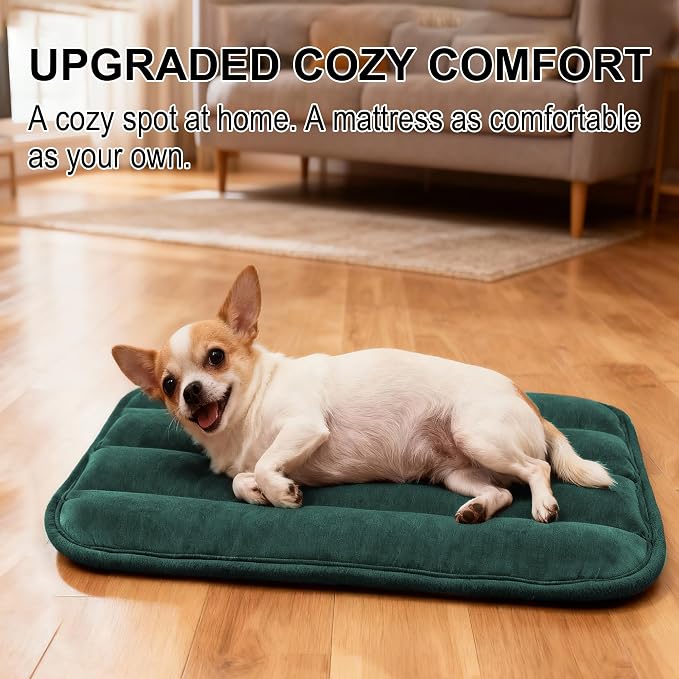 pobopobo Dog Crate Pad, Ultra Soft & Anti-Slip Kennel Mat, Secure Fit for Metal Crates & Dog Cages, Washable Cozy Bed for Small Medium Large Dogs (Green, S(23"*14"*1.5")) - Image 2
