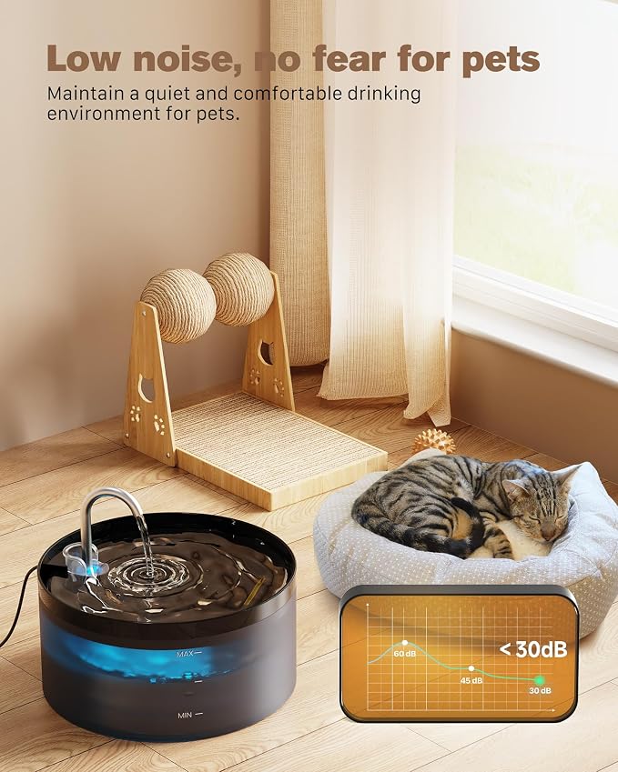 Cat Water Fountain: 108oz/3.2L Cat Fountain Super Silent Pet Drinking Dispenser - Water Fountains for Kitty Indoor - Quiet Pump and Faucet Design - Suitable for Cats and Dogs - BEMOONY | BPA-Free Pet Water Fountain - Water Fontains for Cats Indoor - Su... - Image 4