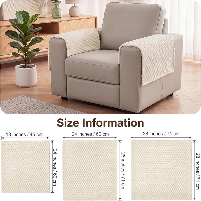 Foxdecor Couch Arm Covers for Sofa Arm Chair Covers Set of 2 | Sofa Arm Covers Cat Scratch Resistant Couch Protectors, Washable Armrest Cover Furniture Arm Covers, White 28x28 in - Image 6