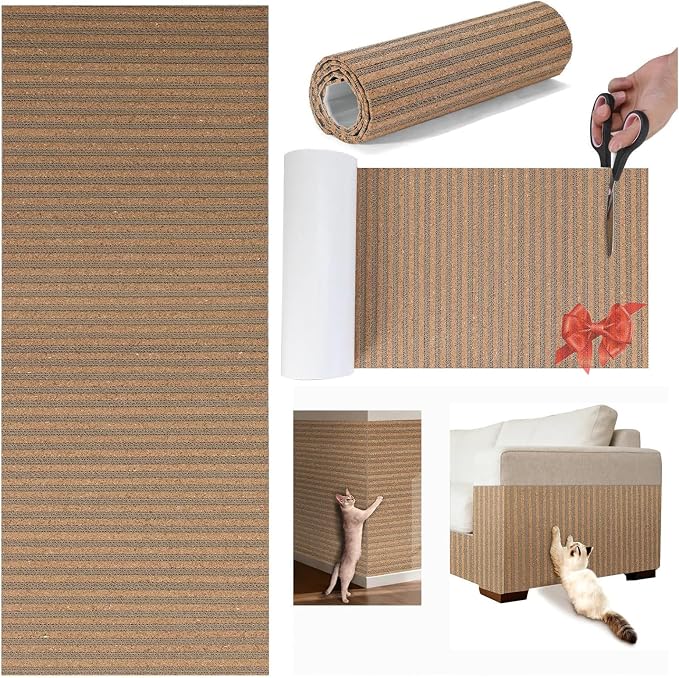 Natural Cork-Cat Scratch Pad-Cat Scratch Mat Rug-Avoid Cat Couch Protector-Cat Scratch Furniture Protector for Post/Sofa/Floor-Indoor Wall Scratchers-Cat Scratching Carpets-Stretching-Kitty Gifts by MocherpionLLC