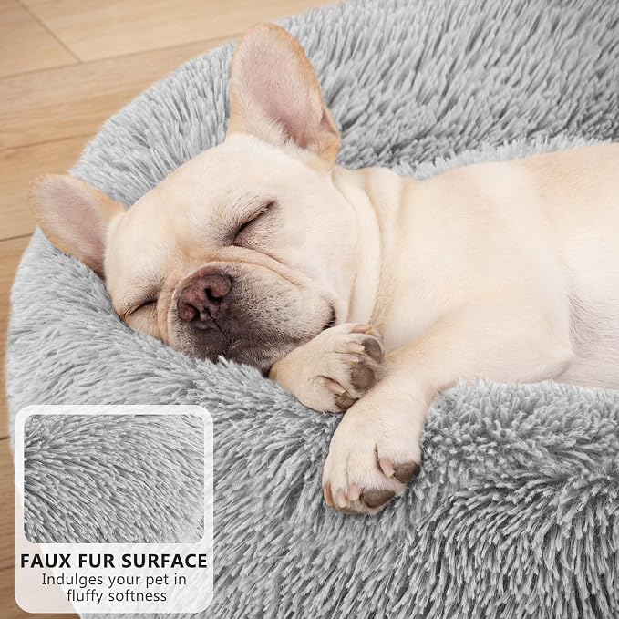 MIXJOY Orthopedic Dog Bed Comfortable Donut Cuddler Round Pet Beds Ultra Soft Washable Dog and Cat Cushion (20''/23''/30'') (23'', Grey) - Image 3