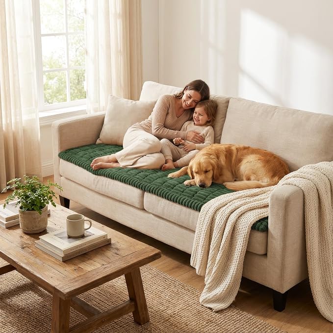 Smiry Couch Cover for Dogs, Non Slip Washable Sofa Protector for Pets | Soft Furniture Cover for Leather & Fabric Couches, Cozy Protect Against Fur, Dirt & Messes, Pet Friendly, 35.4"x88" - Image 6