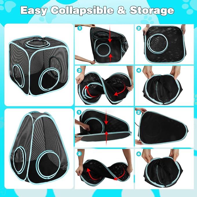 Outdoor Cat Enclosure, 9.45 ft Pop-Up Cat Tent with Tunnel Kit | 4-Piece Kit with 2 Tunnels, 33.86 x 11.81 in Tubes, Breathable Mesh, Pop-Up Setup, Storage Bag, DIY Layouts, Cats - Image 5