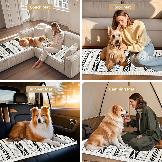 Couch Cover for Dogs, Washable Non-Slip Boho Geometric Pet Sofa Protector, Soft Sofa Slipcovers Cushion Protector for Dogs and Cats. (Black, 27.6" x 59.06" x 1.5") - Image 5