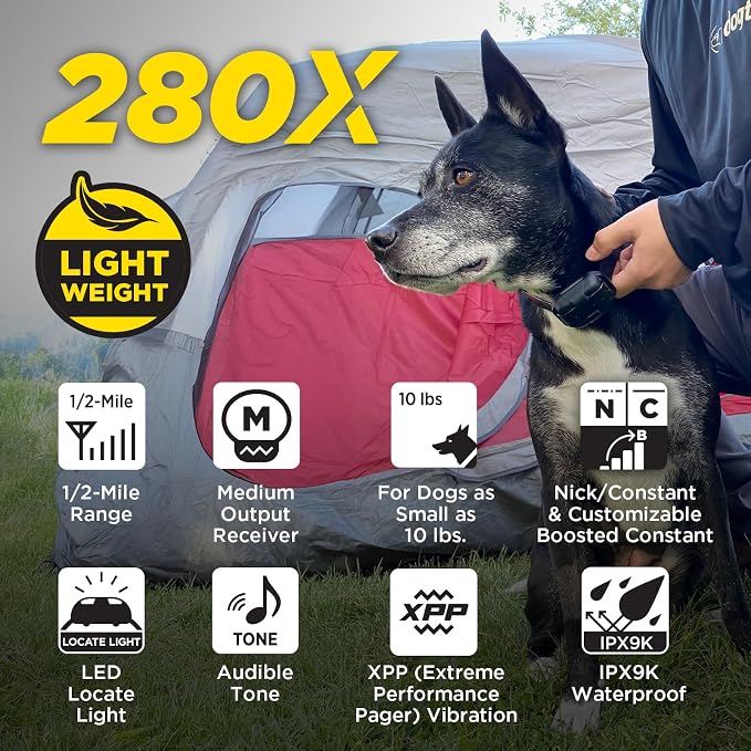 Dogtra 280X E-Collar with Remote [New Edition] 10 lbs+, 1/2 Mile Range, LED Light, 100 Levels of Precise Control for Stubborn Dogs, Waterproof, Boost for Quick Recall, Vibration, Safety Lock & Tone - Image 2