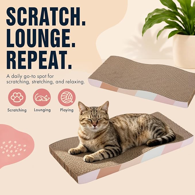 SIDAZON Cat Scratch Pad Cardboard cat scratchers for Indoor Cats Reversible Large Wide Corrugated with Catnip(1pcs) - Image 3
