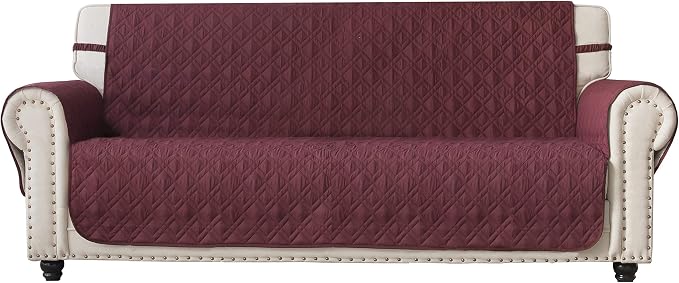 Ameritex Couch Sofa Slipcover 100% Waterproof Nonslip Quilted Furniture Protector Slipcover for Dogs, Children, Pets Sofa Slipcover Machine Washable (Burgundy, 78") by Ameritex
