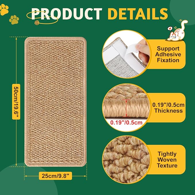 ENONCI Corner Cat Scratcher Wall, 19.6x9.8 Cat Scratcher Pad for Door Frame | Anti Scratch Door Frame Furniture Protector for Indoor Cats - Image 7