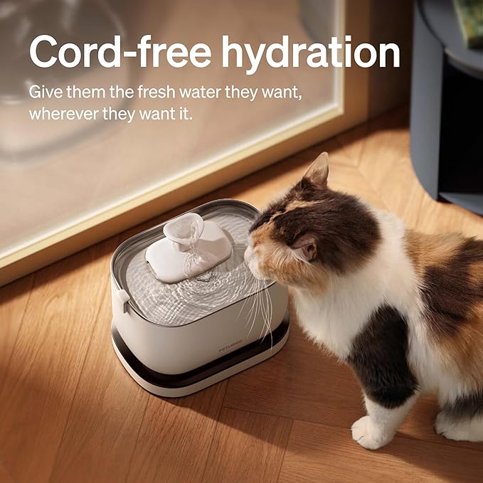 PETLIBRO Cat Water Fountain, Cordless Pet Water Fountain Battery Operated, 2.5L/84oz Dockstream Water Fountains for Cats Indoor, Cat Fountain with Stainless Steel Tray, Easy to Clean BPA-Free - Image 2
