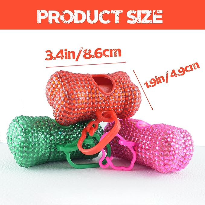 Bling Dog Poop Pickup Bag Dispenser Holder Pet Waste Disposal Bag Pet Trash Bags Holder Bone Shaped (Red) - Image 3
