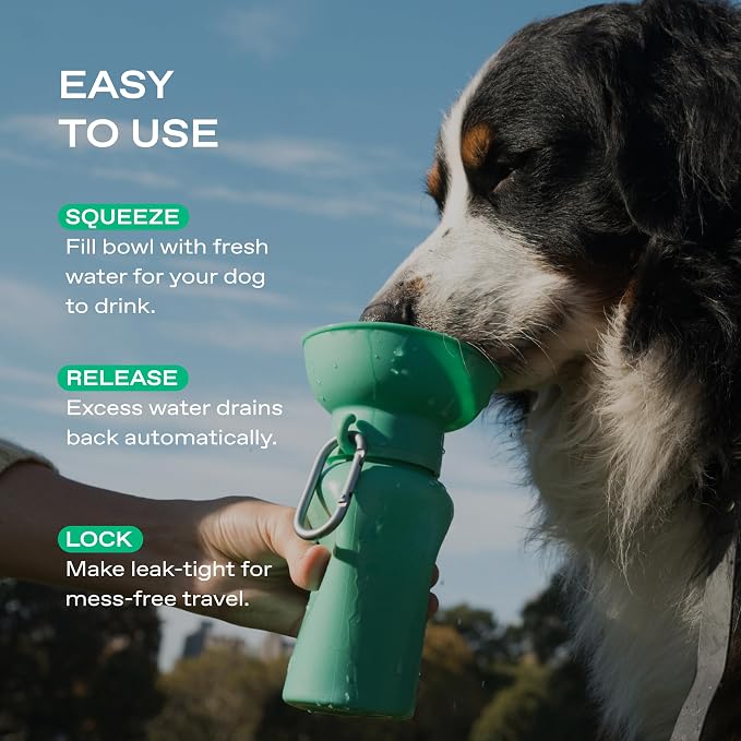 Springer Flip Dog Water Bottle | Portable Drinking Feeder with Foldable Food-Grade Silicone Bowl | One-Hand Squeeze & Leak-Proof | BPA-Free 20oz | Walking, Hiking & Camping | Puppy Essentials - Image 5