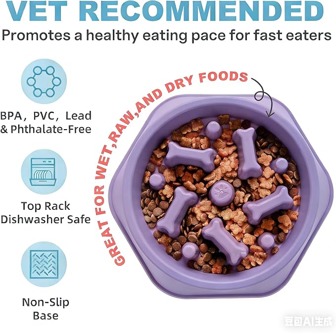 Slow Feeder Dog Bowls Anti Gulping Reduces Gastric Burden Prevents Bloat and Digestive Issues Safe Durable Material Easy to Clean Puppy Slow Feeder Bowl for Healthy Eating Excess Energy Management - Image 5