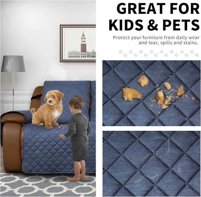 Easy-Going Reversible Couch Cover for 3 Seat Oversized Recliner, Dark Blue | Sofa Slipcover For Dogs, Sofa Cover For Oversized Recliner, Furniture Protector Mat, Pet Friendly - Image 3