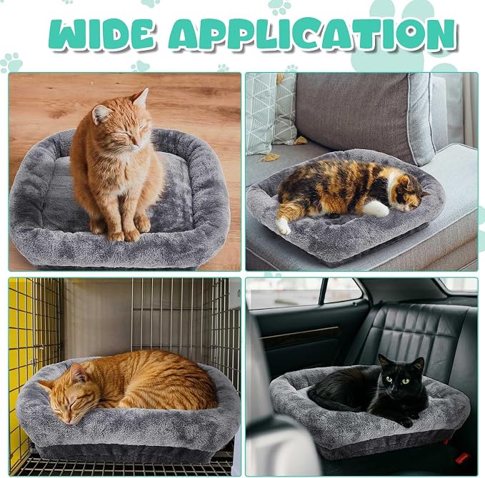 Abbylike 2 Pcs Cat Tree Replacement Bed Covers,15.7 x 15.7 Inch | Elastic Band for Cat Tree Replacement Parts, Grey Plush Perch Shelves Covers, Easy to Clean and Machine Washable - Image 6