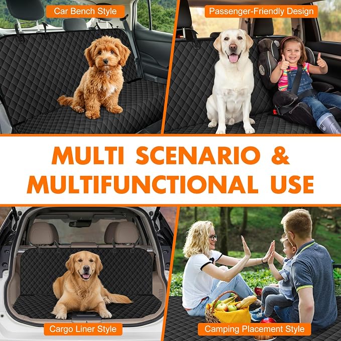 Waterproof Dog Backseat Cover for Cars, Pet Seat Protector, Carbon Black - Image 6